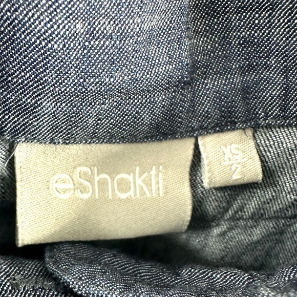 Eshakti Womens Pinup Chambray Dress Size XS Floral Embroidery Tie Neck Button Up - Picture 6 of 12